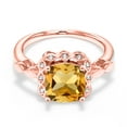 thumbnail image 3 of Gem Stone King 2.10 Ct Yellow Citrine White Created Sapphire 18K Rose Gold Plated Silver Ring, 3 of 6