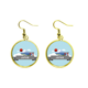 thumbnail image 1 of Japón Mount Fuji Red Sun Rail tren Temple Ear Dangle Golden Drop Earring Jewelry Mujer Unbranded M, 1 of 3