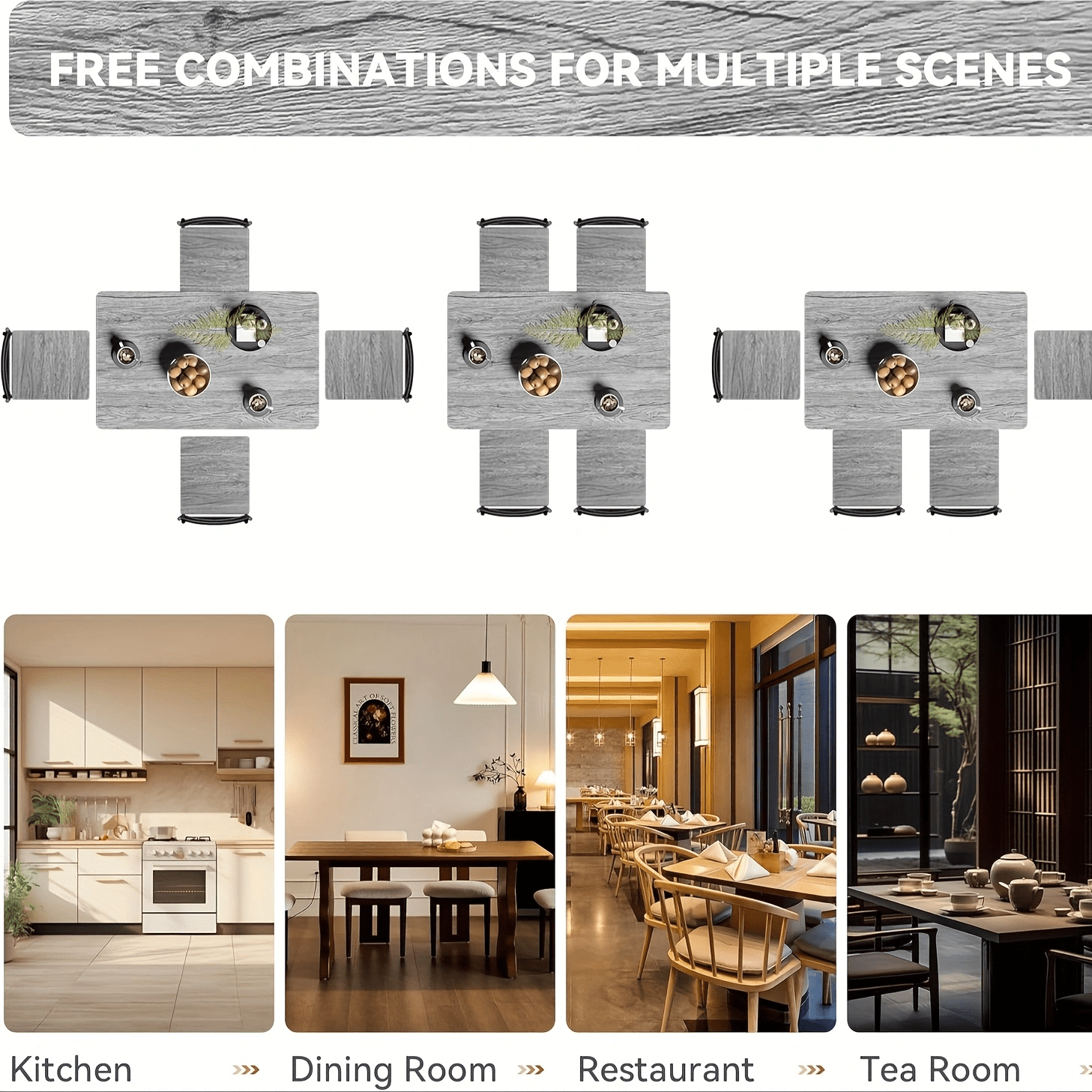 Vipbear 5-Piece Kitchen Table and Chairs, Rectangular Dining Room Table Set with 4 Chairs, Space-Saving Kitchen Table Set for Small Space,Dinette,Apartment