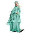 thumbnail image 2 of IDOPIP Kids Girls Abaya Muslim Full Cover Lace Hijab Dress 2pcs Kaftan Dubai Islamic Prayer Dress, 2 of 7