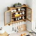 thumbnail image 2 of Wall Cabinets For Bathroom Storage, Kitchen Wall Cabinet With Glass Doors, Towel Rack, Detachable Shelves, 3-Tier Rustic Bathroom Cabinet For Living Room, 2 of 9