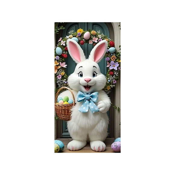 Easter Door Cover 70.8X35.4 Inch Polyester Fabric Hanging Banner For Indoor Outdoor Party Decor Spring Holiday Wrinkle Resistant