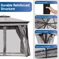 thumbnail image 4 of 10'x10' Outdoor Gazebo with Netting and Privacy Screens, Metal Waterproof Gazebos with Softtop Roof, Patio Canopy Tent for Backyard Garden, Grey, 4 of 10