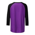 thumbnail image 4 of Birdeem T-Shirt Mode Femme Patchwork Imprimé Bloc de Couleur Manches 3/4 Blouse Col Rond Hauts Décontractés, 4 of 12