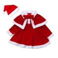 thumbnail image 2 of Disfraz de Papá Noel para niña, conjunto navideño de 2 piezas de terciopelo rojo con diadema a juego | Traje de fotos navideñas para bebé niña, ideal para fiestas y disfraces familiares., 2 of 4
