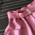 thumbnail image 2 of Pantalones cortos de piel de oveja para mujer, pantalones cortos de pierna ancha de cuero auténtico,, 2 of 5