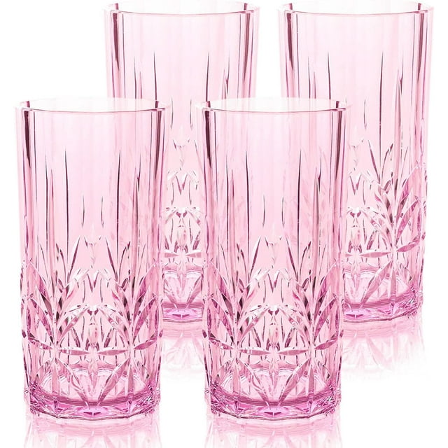 Vaso para beber BELLAFORTE Myrtle Beach, juego de 4 unidades, 530 ml, color rosa