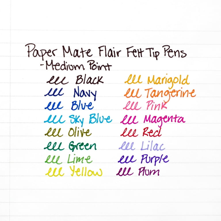 Paper Mate Flair Metallic Porous Point Pen, Stick, Medium 0.7 mm, Assorted  Ink and Barrel Colors, 16/Pack