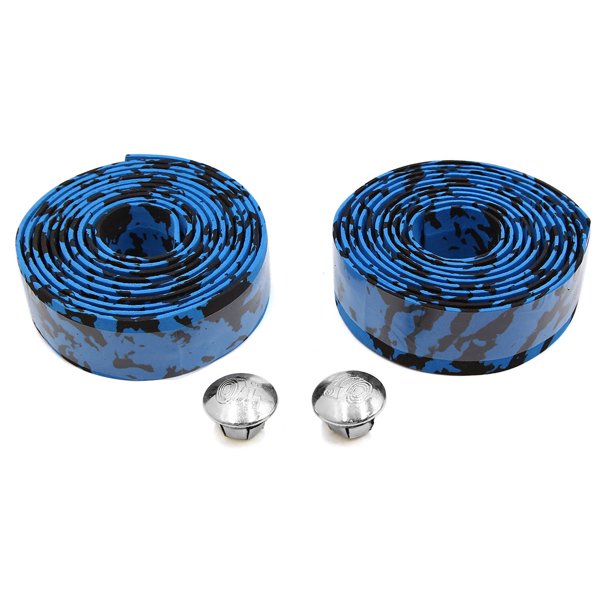 2pcs Blue Black Foam Camouflage Design Handlebar Grip Tape Wrap Decor