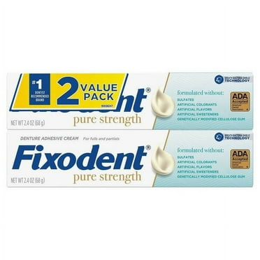 Fixodent Pure Strength Denture Adhesive Cream - 2.4oz Pack of 2