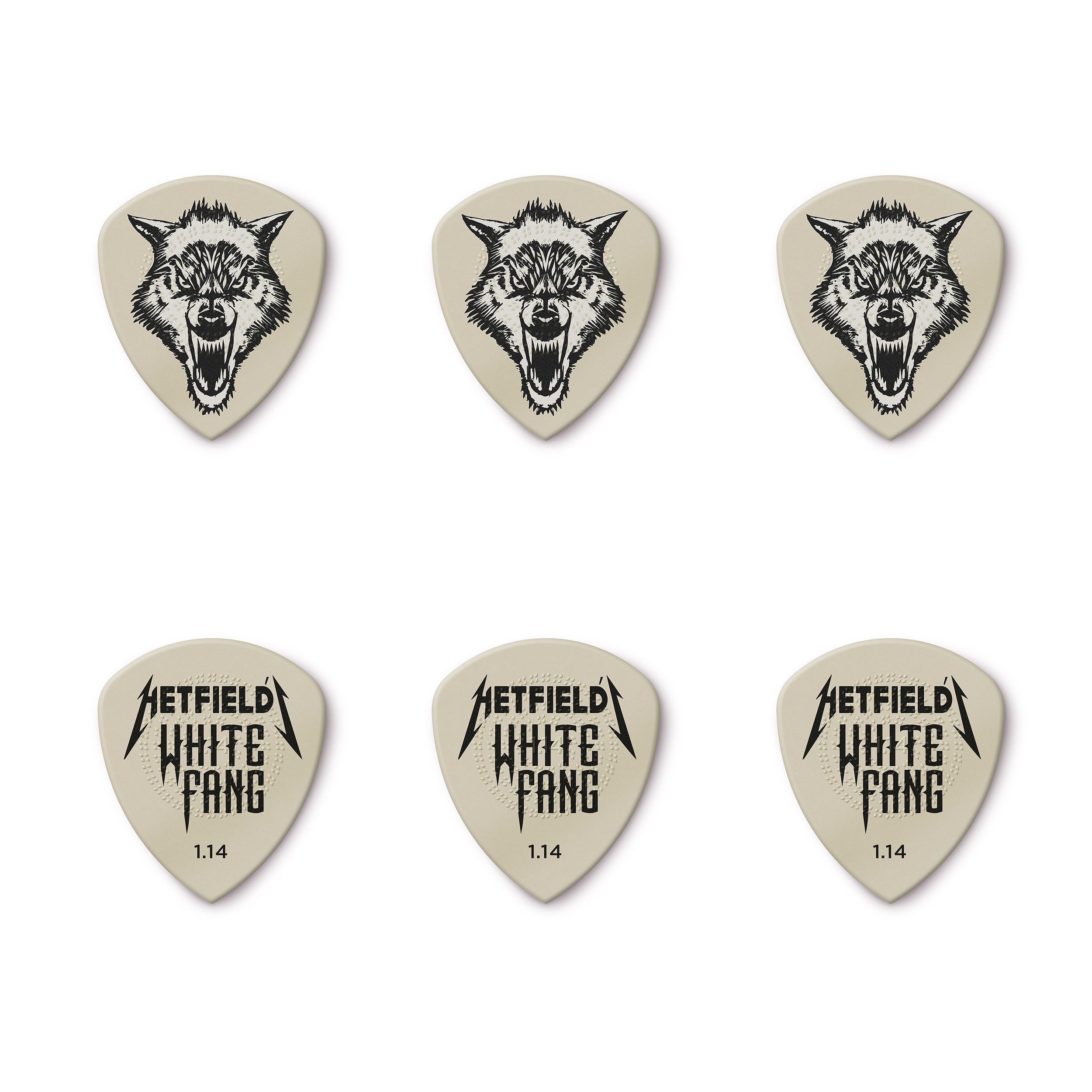 Dunlop Guitar PIcks White Fang Pick Tin 12 Picks 1.14mm James Hetfield