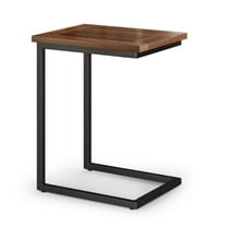 Skyler 16 inch Wide Solid Mango/Metal Industrial C Side Table in Dark Cognac Brown/Black, Assembled