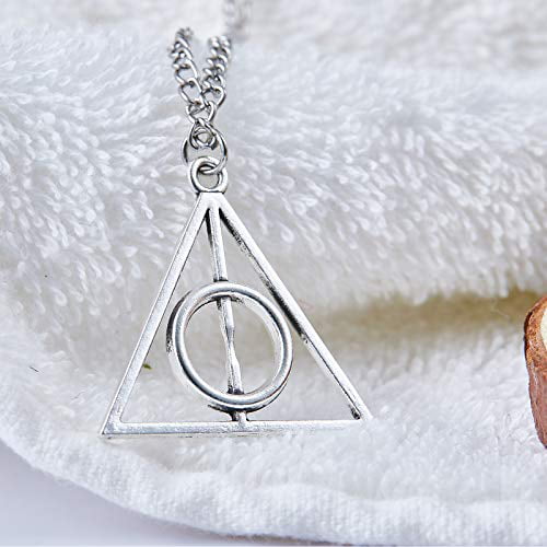 Harry Potter Time Turner Necklace&SILVER Deathly Hallow Rotating Pendant necklac 