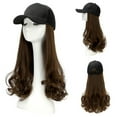 thumbnail image 2 of Prolriy Human Hair Wig Baseball Cap with Hair Extensions Synthetic Hair Wig Baseball Hat with Hair Attached Long Pear Roll Curly Adjustable Curly Hairpiece with Baseball Hat Cap Wig Hats for Women C, 2 of 3