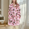 thumbnail image 4 of Wowcloth Women's Customized Flannel Robe - Heart Print Plush Fleece-Lined Hooded Long Sleepwear for Cozy Winter Nights & Home Relaxation, 4 of 6