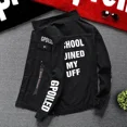 thumbnail image 2 of Chaqueta vaquera negra con botones para otoño para hombre, chaqueta vaquera blanca con estampado de letras, abrigo para hombre, lavado rojo G, estética de bajo coste al precio más bajo, 2 of 5