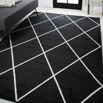 JONATHAN Y SUPERSOFT 5 x 8 Area Rug, Cole Minimalist Diamond Trellis - Black/White, SEU102A-5
