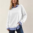thumbnail image 4 of DYTTDG Women's Striped Color Block Sweatshirt | Crewneck Long Sleeve Oversized Pullover Tops with Curved Hem Casual Loose Soft Fall Winter Shirts, 4 of 8