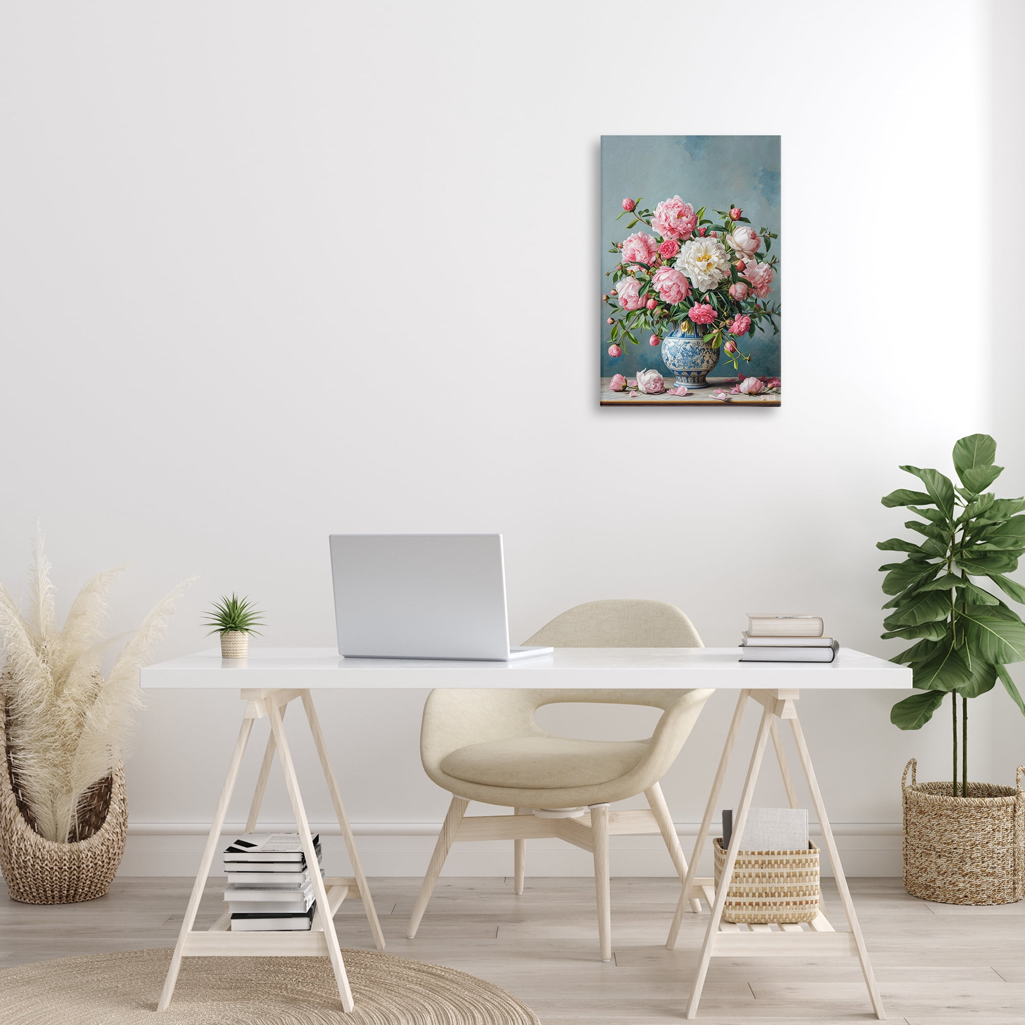 Stupell Industries Full Peonies Vase Botanical & Floral Painting Gallery Wrapped Canvas Art Print Wall Art, 16 x 24
