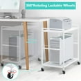 thumbnail image 3 of Computer Tower Stand White PC Tower Stand 2 Tier CPU Holder with Wheels Metal Mobile Computer Tower Cart Rolling PC Cart Floor for Fax Home Office, 3 of 7