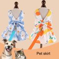 thumbnail image 1 of CBFFDC Robe Imprimée Chrysanthème Ensemble Chien Mignon et Laisse avec Décoration Nœud Princesse pour Activités Extérieures Printemps Été, 1 of 7