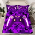 thumbnail image 2 of Erosebridal Purple Gamer Bed Sheets King,Gamepad Gaming Bedding King Size,Video Game Decor,Ultra Soft,4pcs, 2 of 7