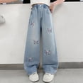 thumbnail image 2 of NOLDARES Girls Wide Leg Jeans Kids Elastic High Waisted Denim Pants with Pockets 5-14 Years(Blue,11-12 Years), 2 of 9