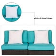 thumbnail image 2 of Kinbor 2pcs Outdoor Patio Rattan Wicker Furniture Sectional Sofa Set w/ Blue Cushions, 2 of 7