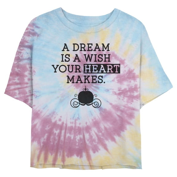 Junior's Cinderella A Dream Is a Wish Your Heart Makes Crop Graphic Tee Tie Dye X Large