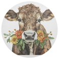 thumbnail image 3 of Ryvnso Cows with Flower Round Plate Mats Dining Table Placemat Set of 4 for Holiday Decoration, 3 of 7