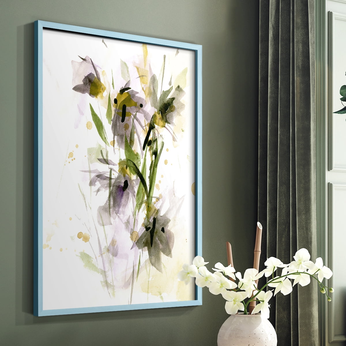 After Rain IV Framed Print in Blue Solid Wood 11 x 14 Framed Print