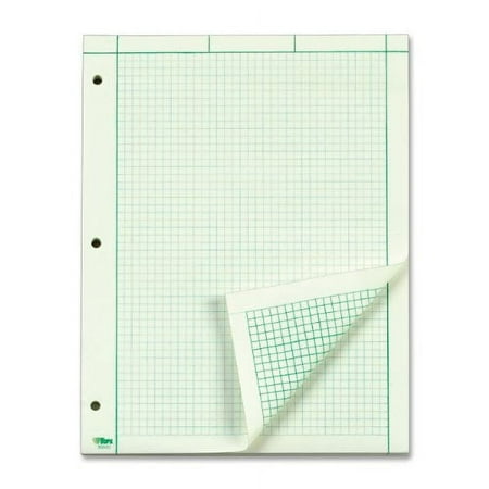 TOPS Engineering Computation Pad, 8-1/2" x 11", Glue Top, 5 x 5 Graph Rule on Back, Green Tint Paper, 3-Hole Punched, 100 Sheets (35500)