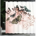 thumbnail image 3 of Ambesonne Butterfly Shower Curtain, Vintage Monarch Damask, 69"Wx75"L, Blush Khaki, 3 of 4
