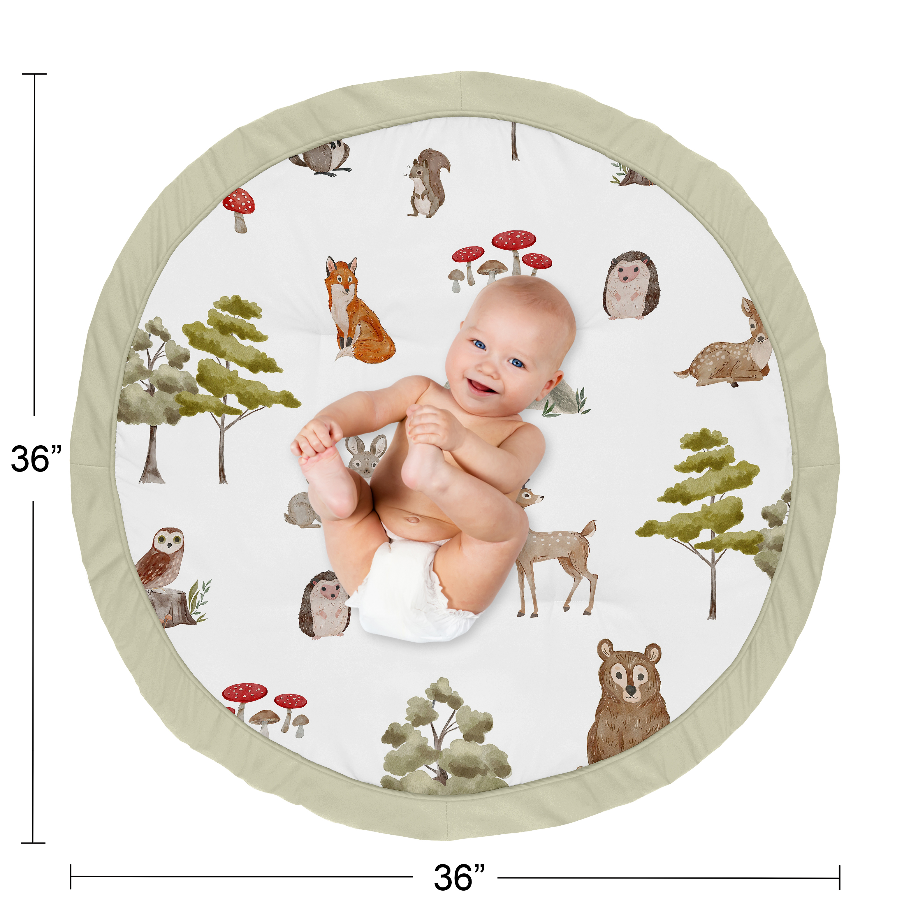 Sweet Jojo Designs Watercolor Woodland Forest Animals Multicolor Baby Play Mat