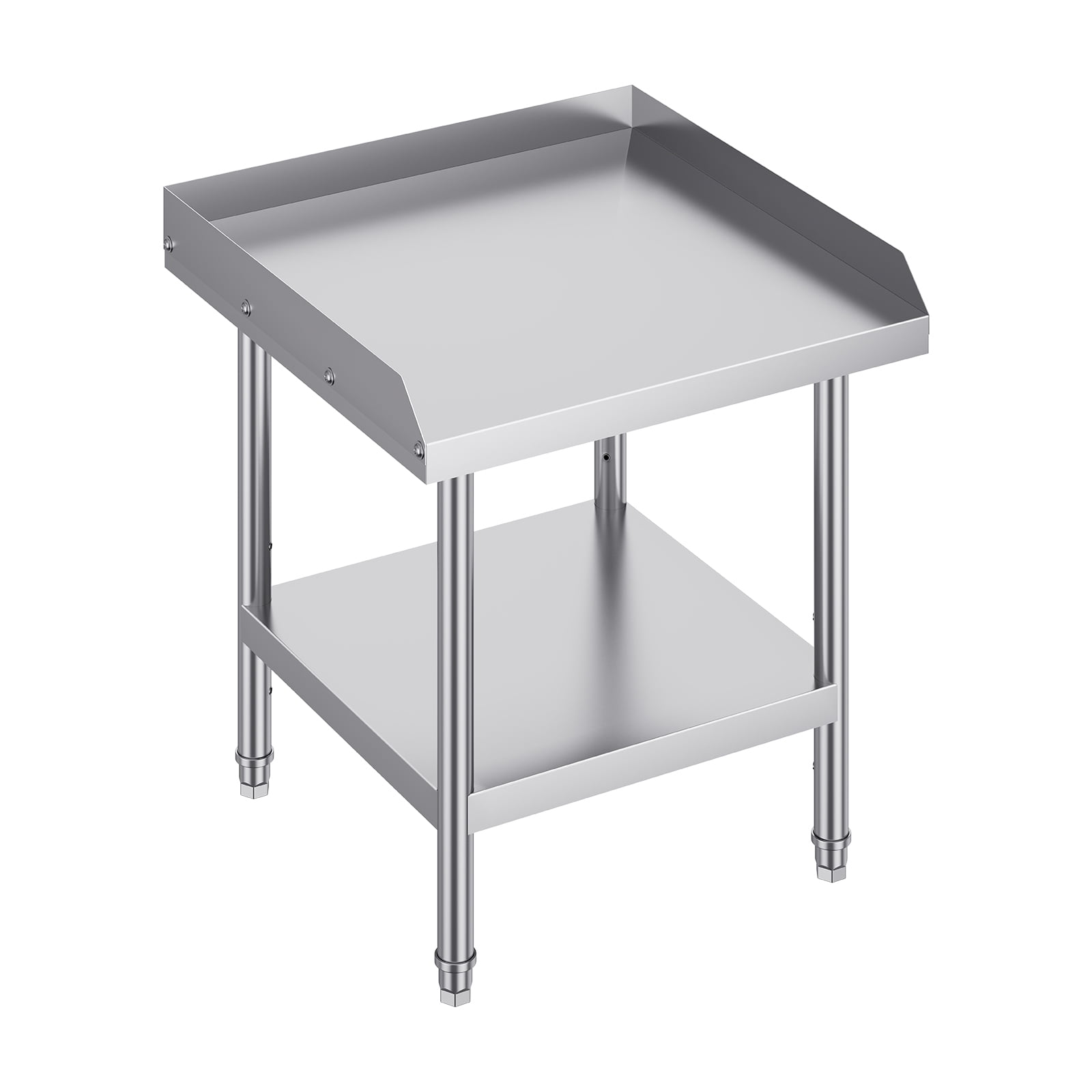 KFFKFF Metal Prep Table, 24x24x26 In, Stainless Steel, Kitchen Workstation with 3-Sided Splash Guard, Adjustable for Restaurants, Homes, Hotels