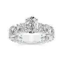 IGI Certified 4 Carat Oval Shape Lab Grown Diamond Engagement Ring | 14K White Gold | Skylar Side Stone Encrusted Diamond Ring | FG-VS Quality Friendly Diamonds