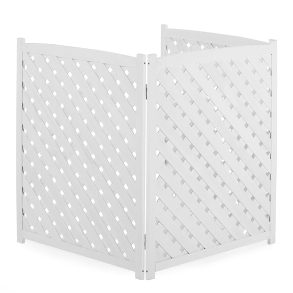 3-Panel Outdoor Air Conditioner Fence Screen, 32" W x 38" H Outside Backyard Wood Privacy (White)