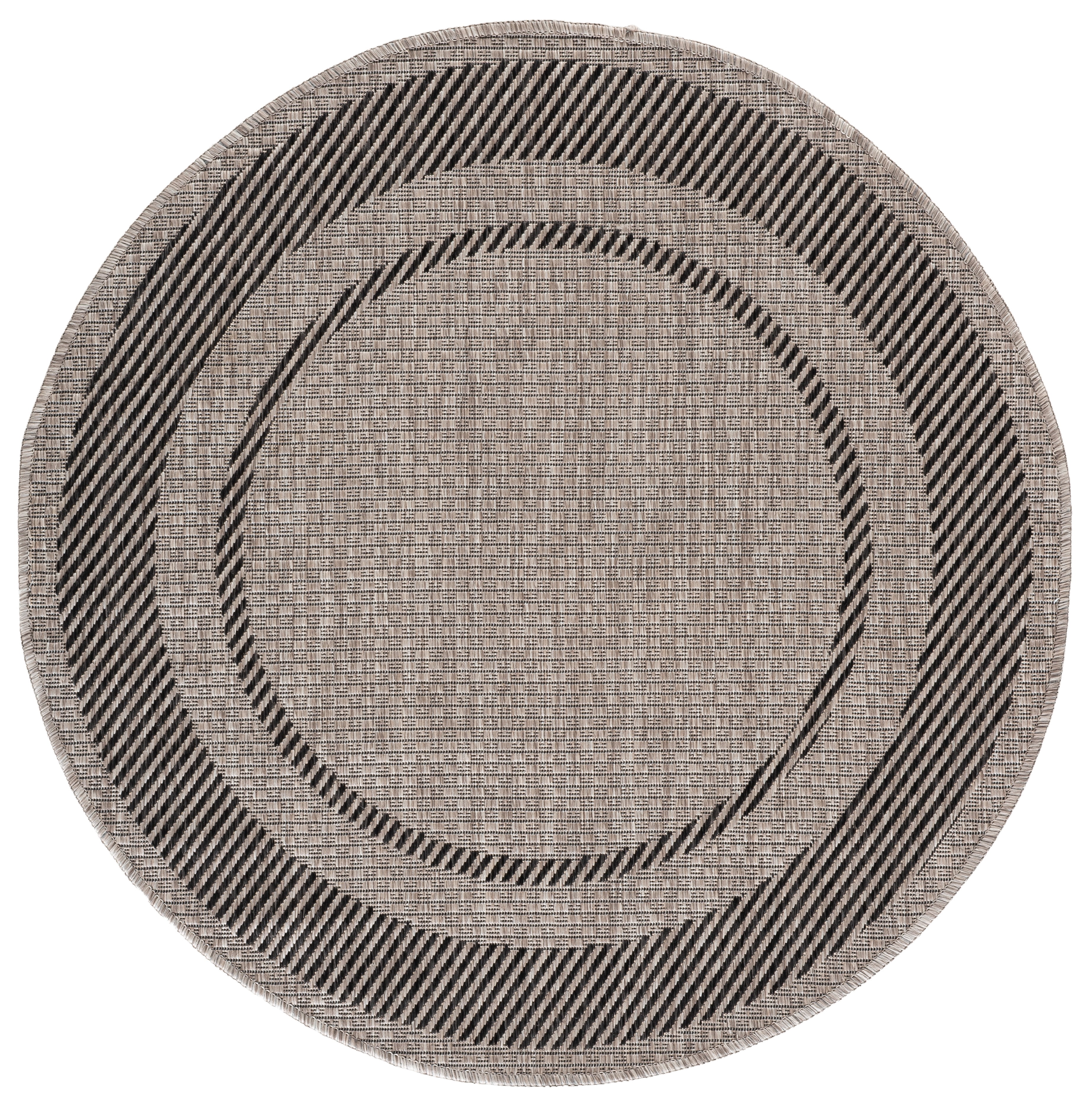 Safavieh Courtyard Agnes Bordered Indoor/Outdoor Area Rug, Beige/Black, 4' x 4' Round