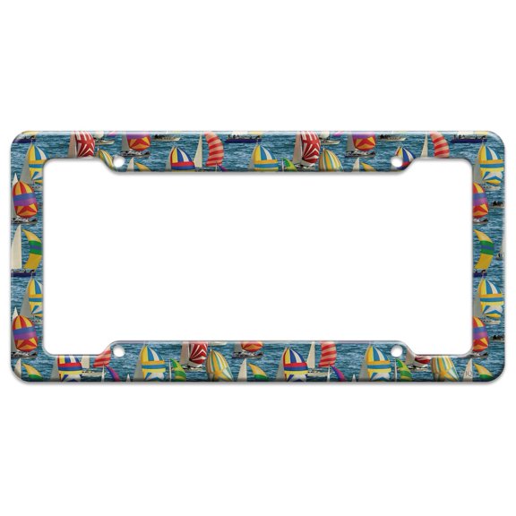 Sailboat Sailing Pattern License Plate Tag Frame
