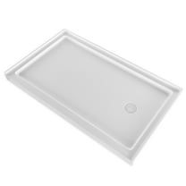 KFFKFF Shower Pan, 60″ L x 36″ W Single Threshold Base, Rectangular Acrylic & PVC Shower Base in White, Non-Slip Bathroom Pan with Drain and Cover, Right-Side Drain Placement