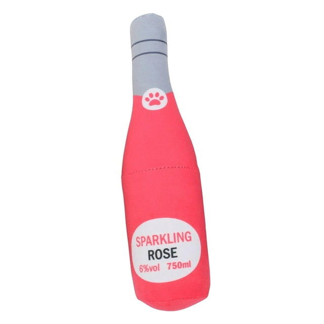 Botella de champán impresa Juguete para mascotas Suministros para mascotas chirriantes Suministros para juguetes de burlas Felpa para perros medianos Rosa Fernando juguetes chirriantes