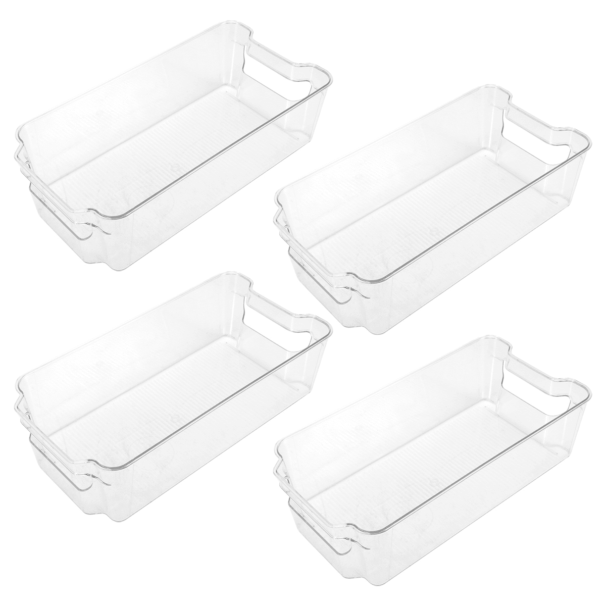 4 Pack Fridge Organiser Set Storage Box , Clear Plastic Stackable Bins