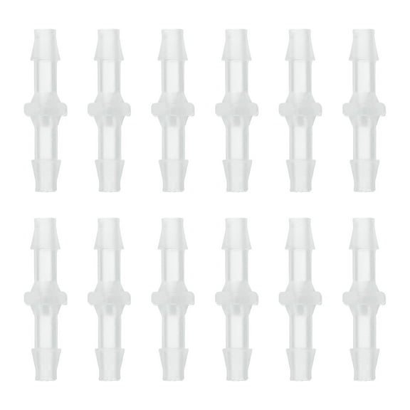 12Pcs Plastic Hose Barb Fitting, 5/32" x 5/32" Barb Pipe Connectors Hose Fitting Adapter Splicer Mender Adapter Union for Fuel Gas Liquid Air Hose Repair