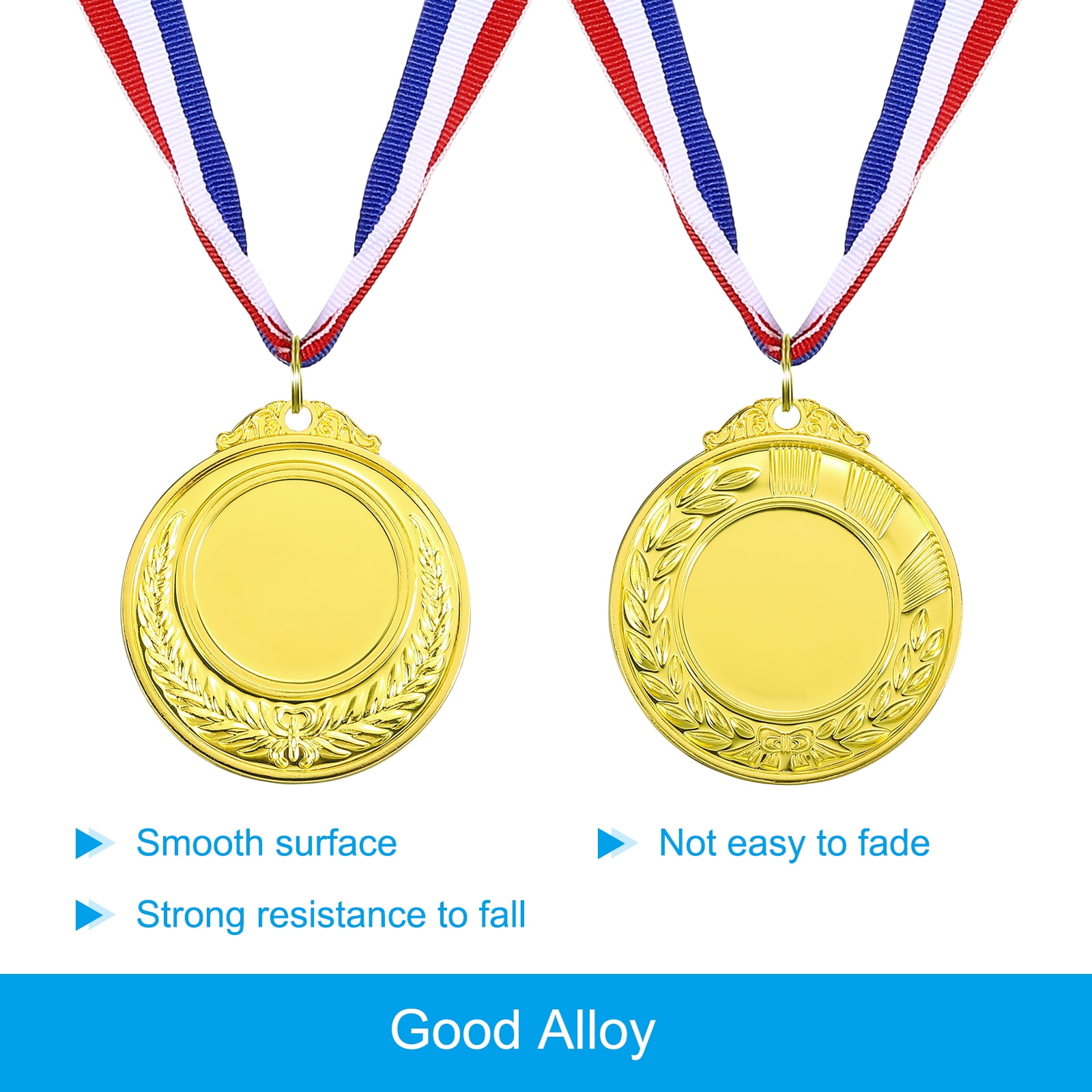 Uxcell Gold Award Medals, Blank  Style Winner Medals with Neck Ribbon, 3 Color 18Pcs