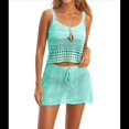 thumbnail image 3 of Conjunto de 2 Piezas de Crochet para Mujer, Camiseta de Tirantes de Punto Calado Y2K, Minifalda, Ropa de Playa de Verano. Lago Azul XL, 3 of 7