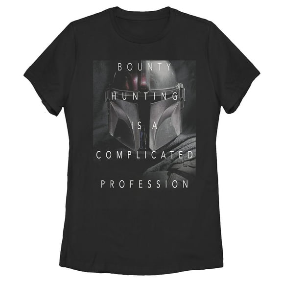 Women's Star Wars: The Mandalorian Complicated Bounty Hunting Graphic Tee Black Medium