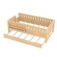 thumbnail image 6 of Twin Bed with Built-in Bookshelves and Staircase,Safety Rails,Storage Trundle Bed Frame,Solid Wood Construction,for Guest Room Bedroom,Light Natural, 6 of 6