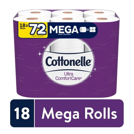 Cottonelle Ultra ComfortCare Toilet Paper, 18 Mega Rolls, 284 Sheets per Roll (5,112 Total)