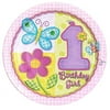 1st Birthday Girl Hugs & Stitches Small Paper Plates (8ct)