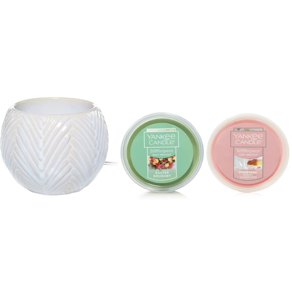 Yankee Candle Vanilla Mia Easter Spring Scenterpiece Warmer Gift Set with a Strawberry Bunny Shortcake and an Easter Bouquet Meltcups
